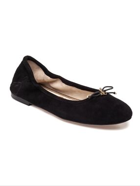 Sam EdelmanThe Felicia Black Suede Ballet Flat Bow Detail - 9